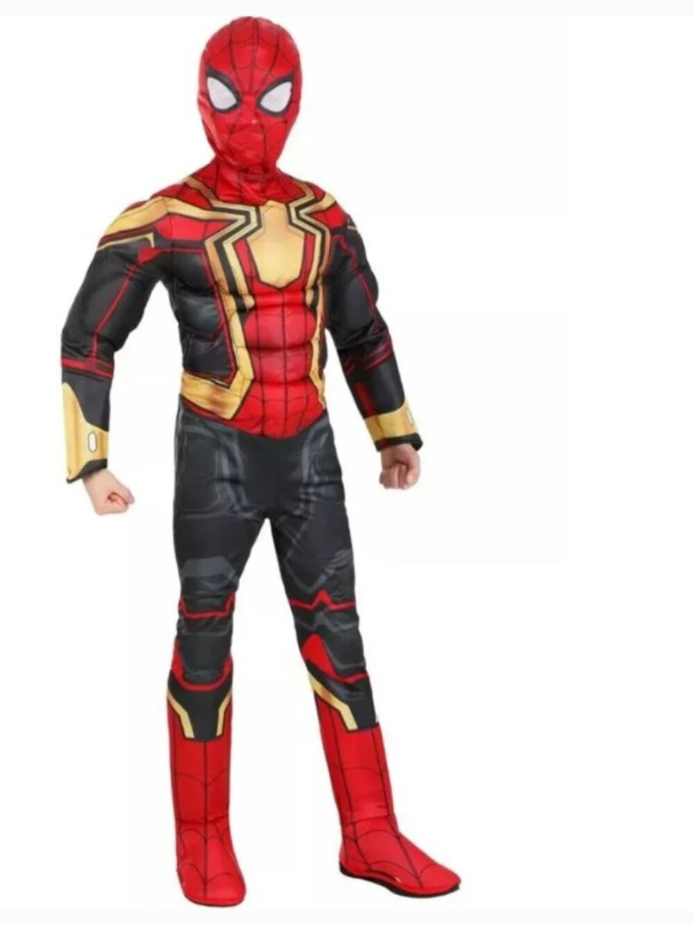 Spiderman Light Up Muscle Halloween Costume 8 Marvel Jumpsuit w/ Boot Tops Boys